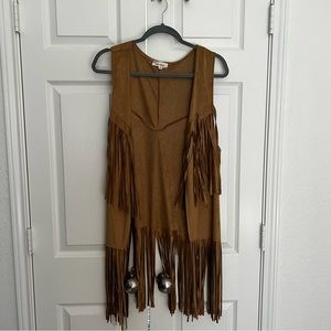 Suede fringe vest
